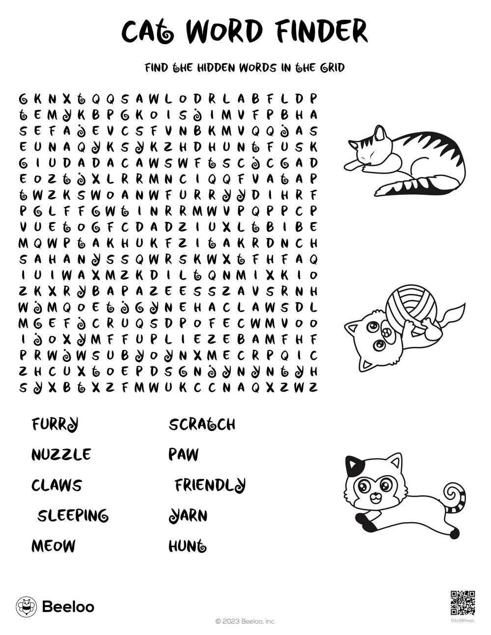 Cat themed Word Searches Beeloo Printable Crafts And Activities
