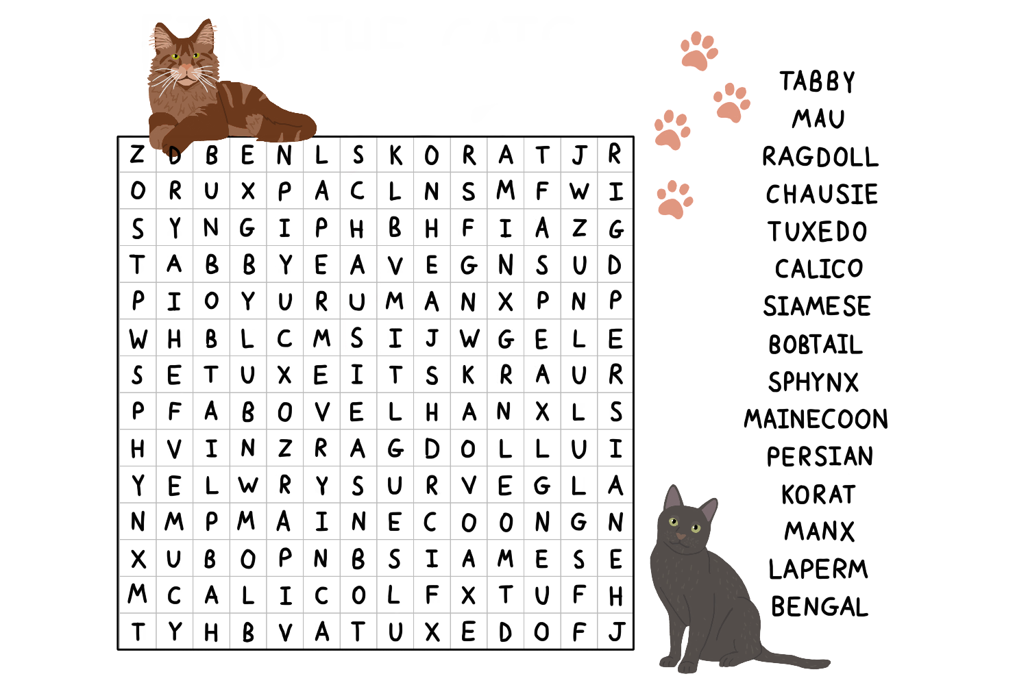 Cat Word Search The Charger Account