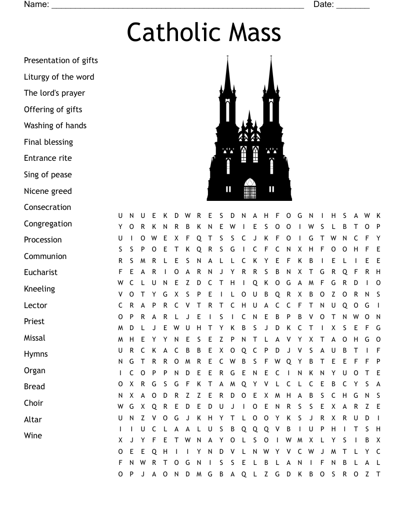 Catholic Word Search Puzzles Printable