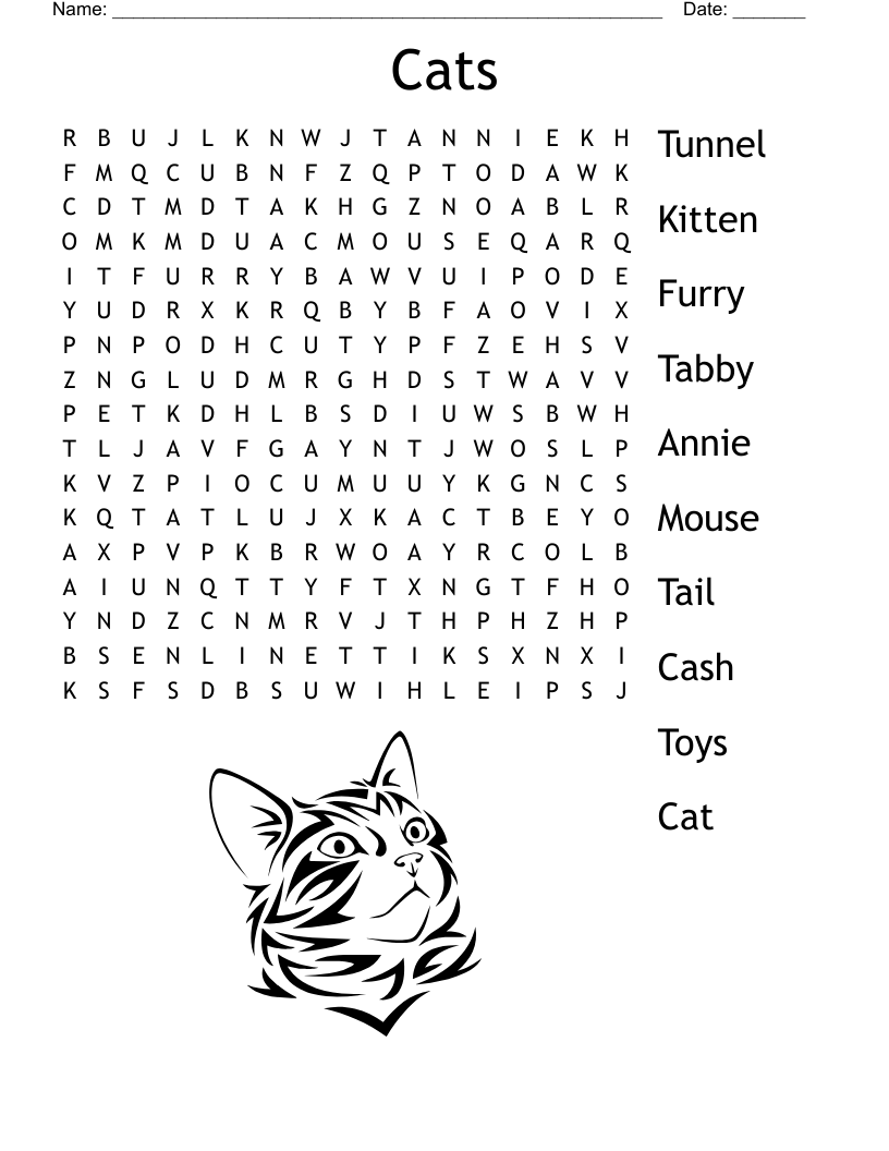 Cats Word Search WordMint