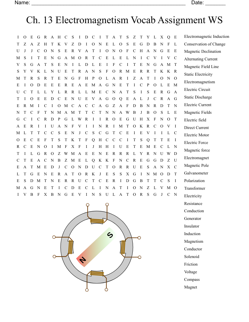 Printable Word Search Electro Magnet