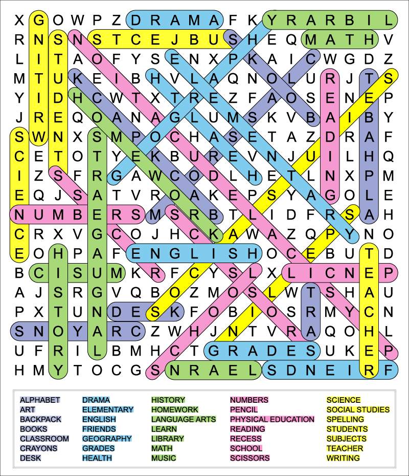 9th Grade Word Search Puzzle Printable