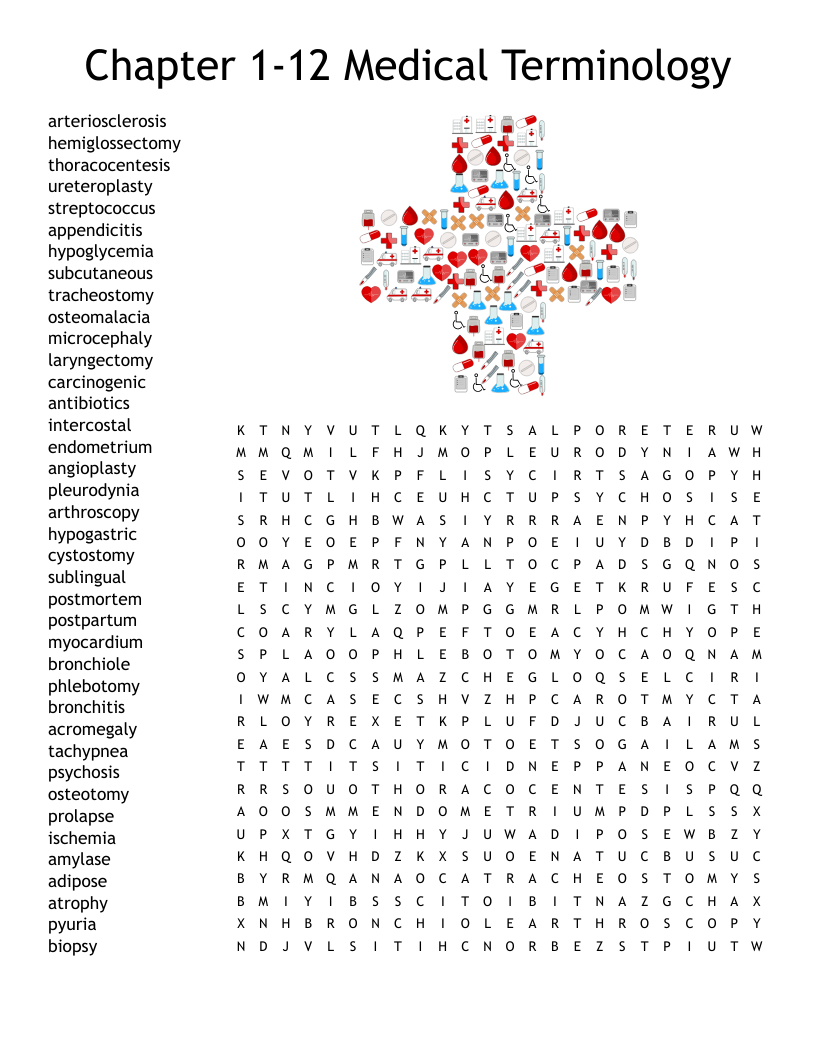 Chapter 1 12 Medical Terminology Word Search WordMint
