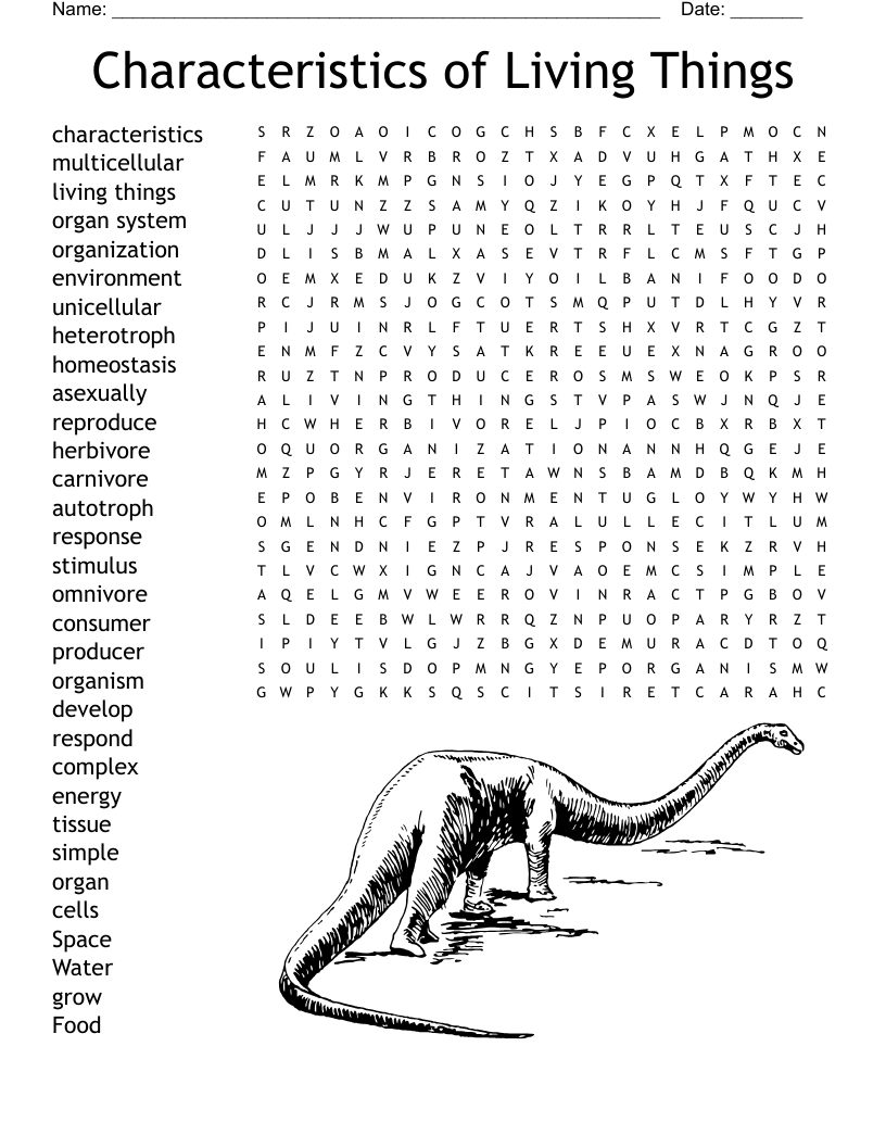 Characteristics Of Living Things Word Search WordMint Characteristics Of Living Things Word Search WordMint