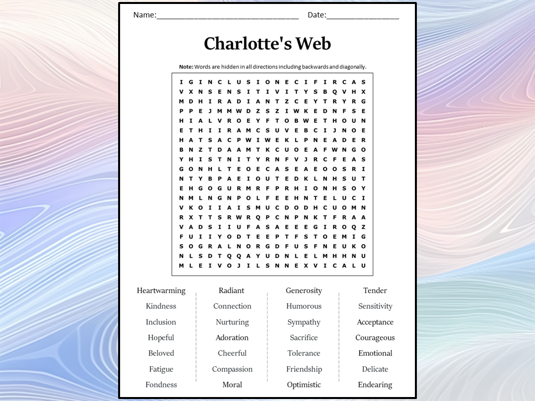 Charlotte s Web Word Search Puzzle Worksheet Activity Teaching Resources
