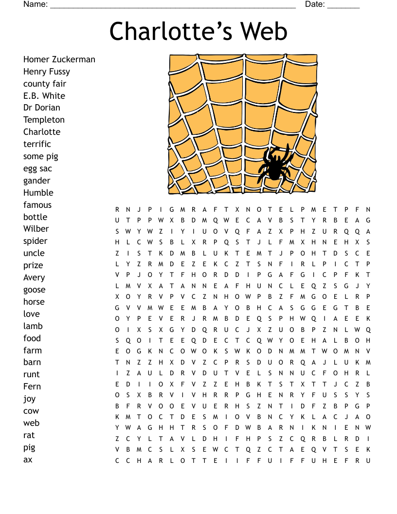 Charlotte s Web Word Search WordMint