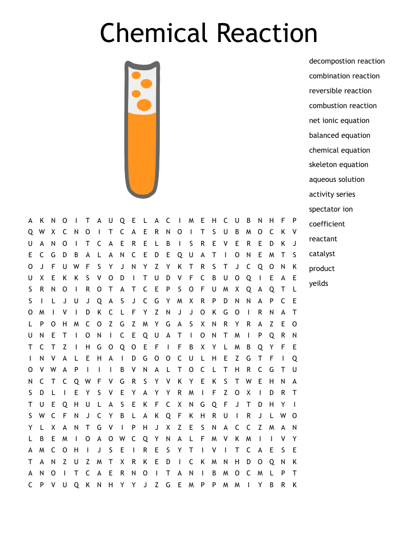 Chemistry Word Search Puzzle Printable