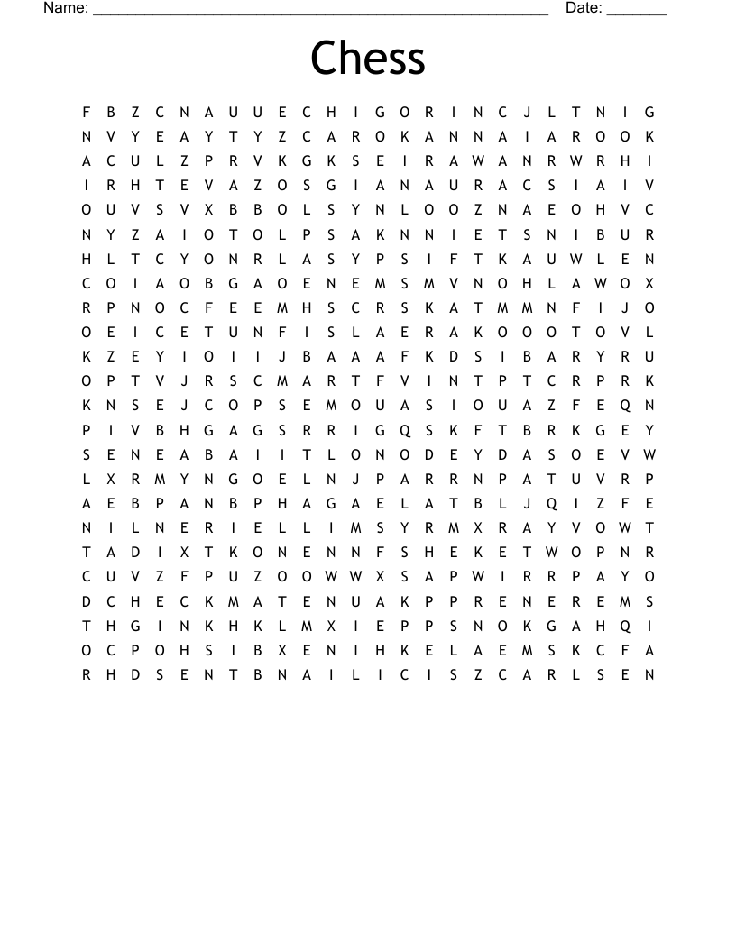Chess Word Search WordMint Chess Word Search WordMint