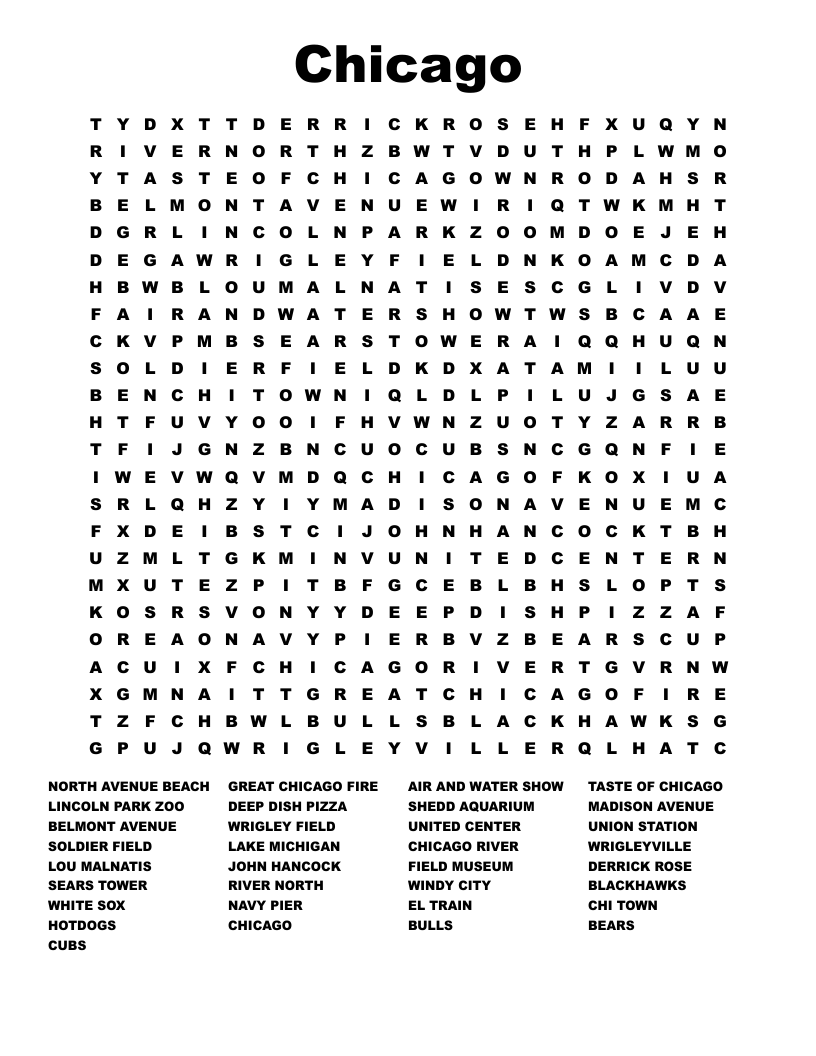 Chicago Word Search WordMint