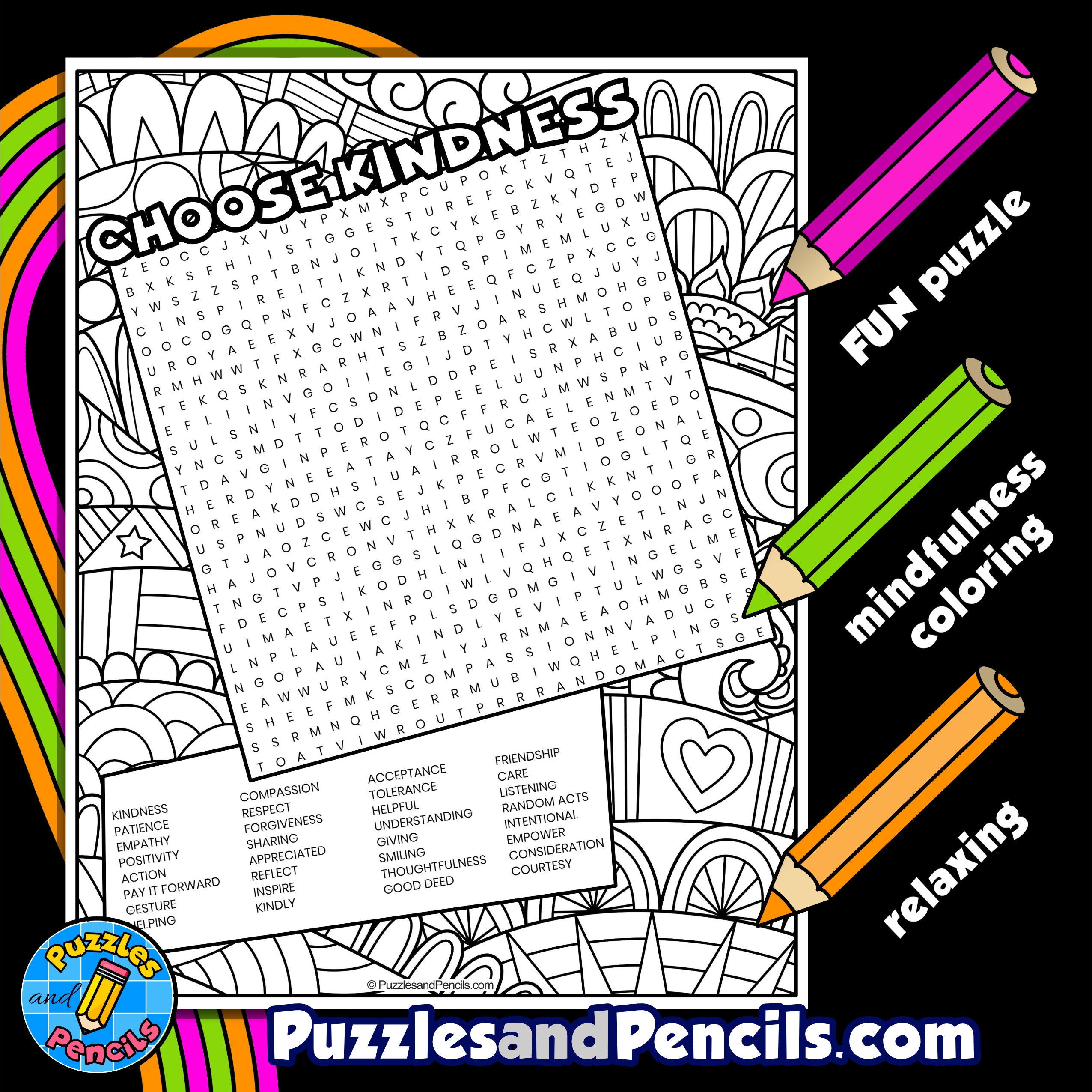 Printable Word Searches For Kindness