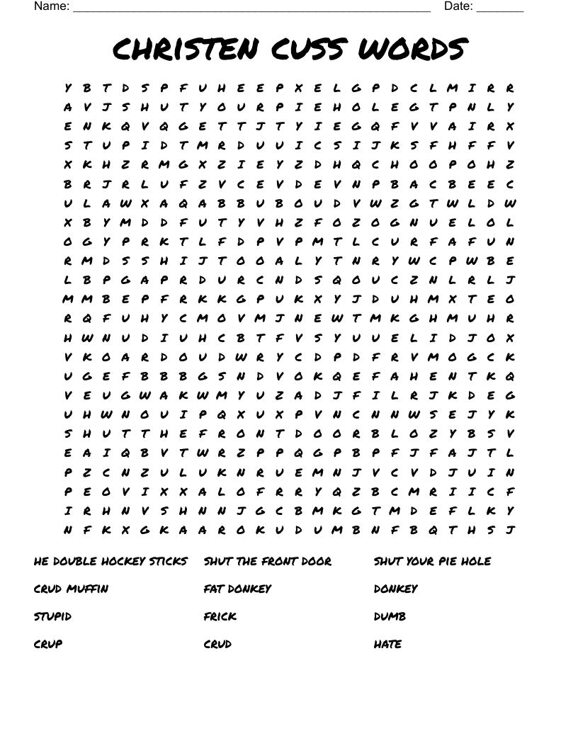 Christen Cuss Words Word Search WordMint Christen Cuss Words Word Search WordMint