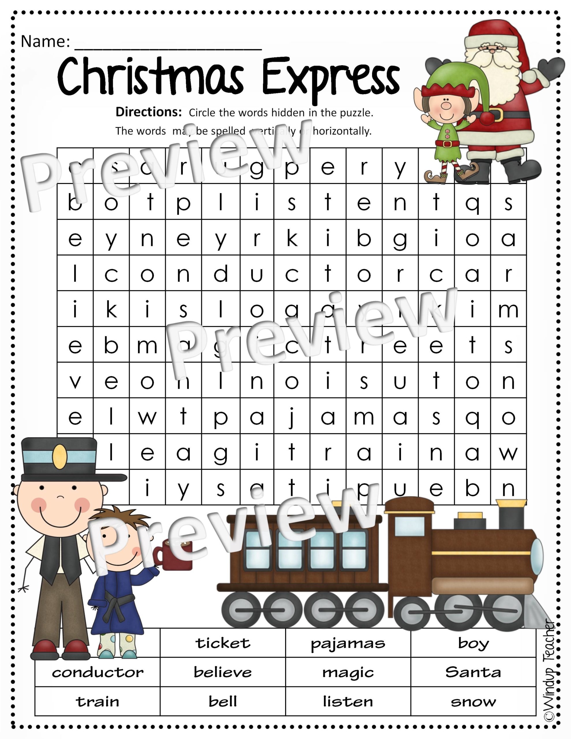 Christmas Express Word Search Easy Christmas Express Word Search Easy