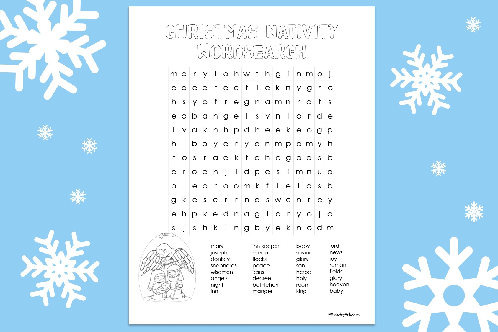 Christmas Bible Word Search Printables