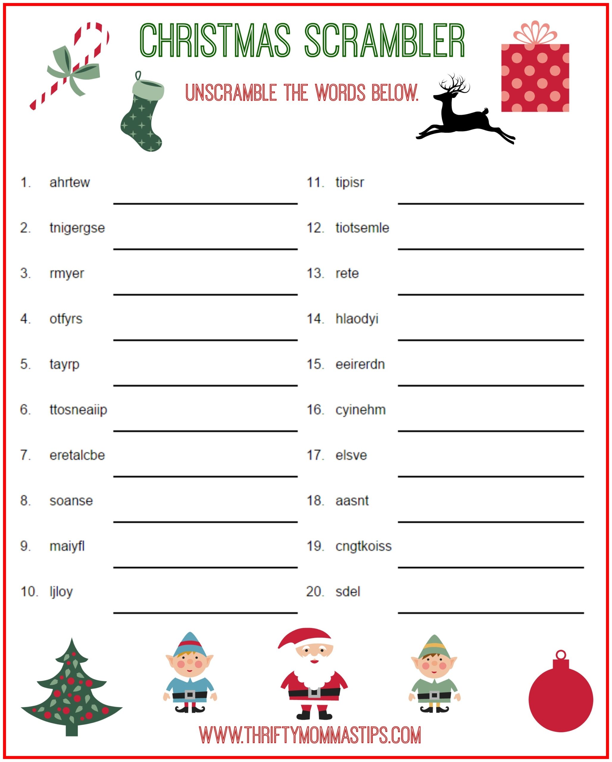 Christmas Scrambler Free Word Game Puzzle Thrifty Mommas Tips 