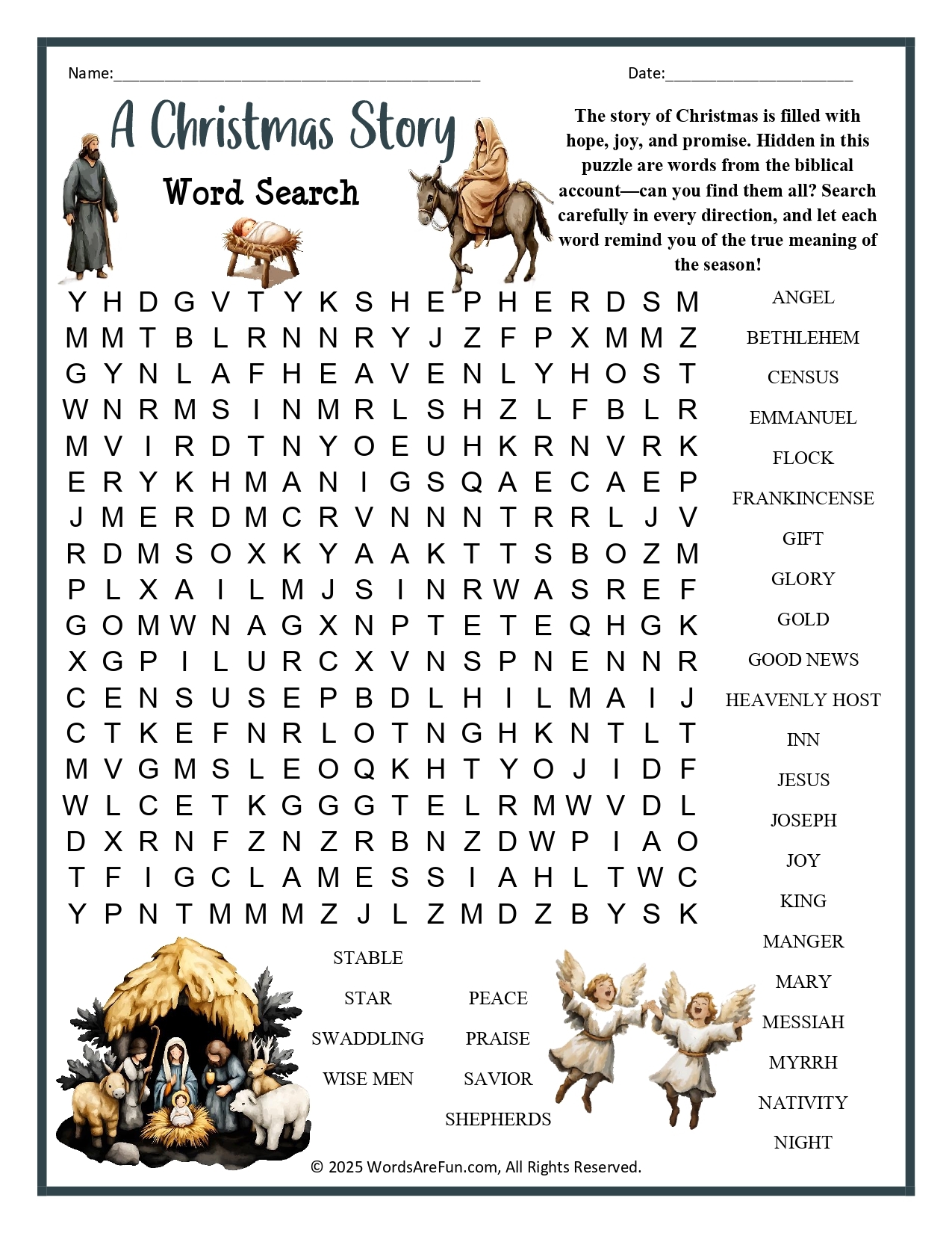 Christmas Story Word Search Printable
