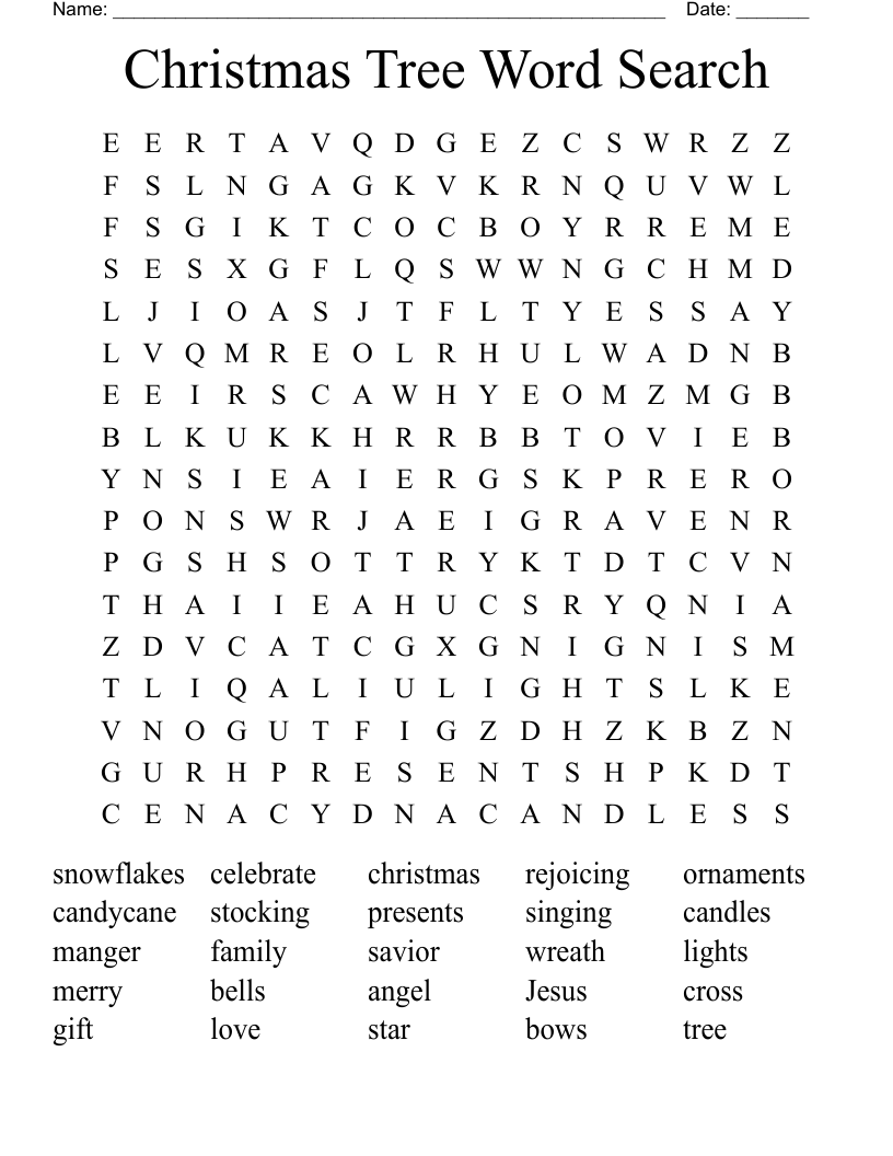 Christmas Tree Word Search WordMint