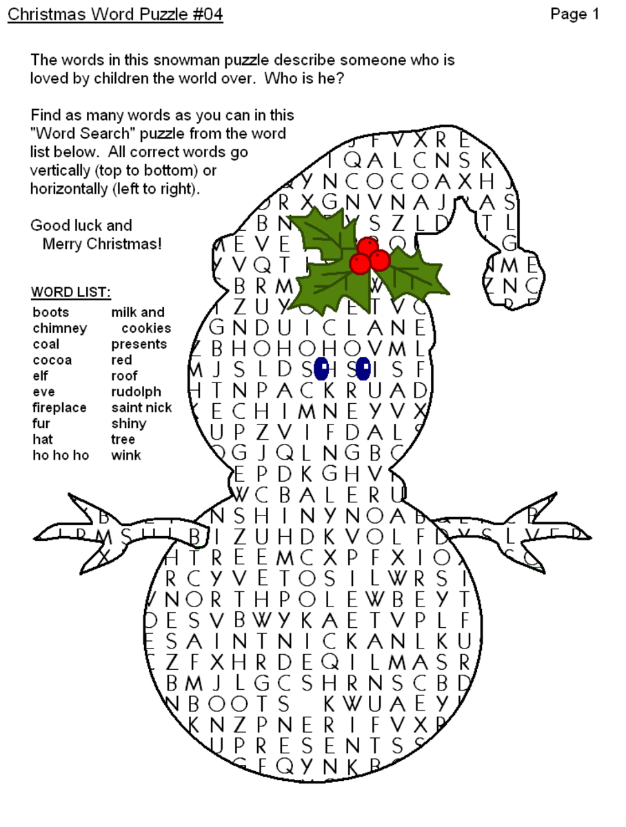 Printable Christmas Crosswords And Word Searches