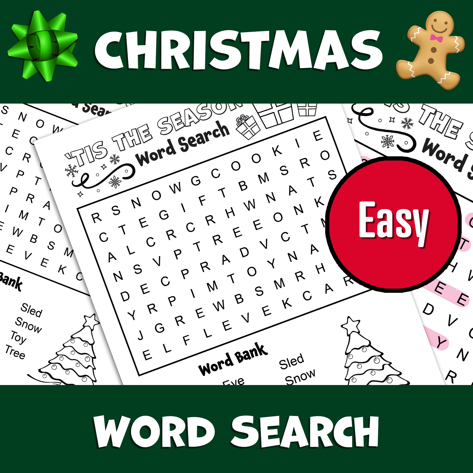 Christmas Word Search Easy Printable