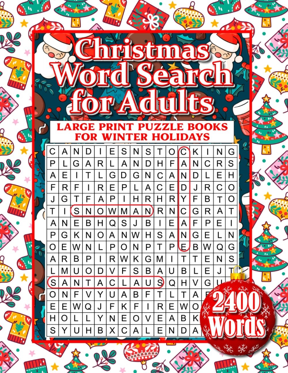 Christmas Word Search For Adults 2400 Words Large Print Puzzle 