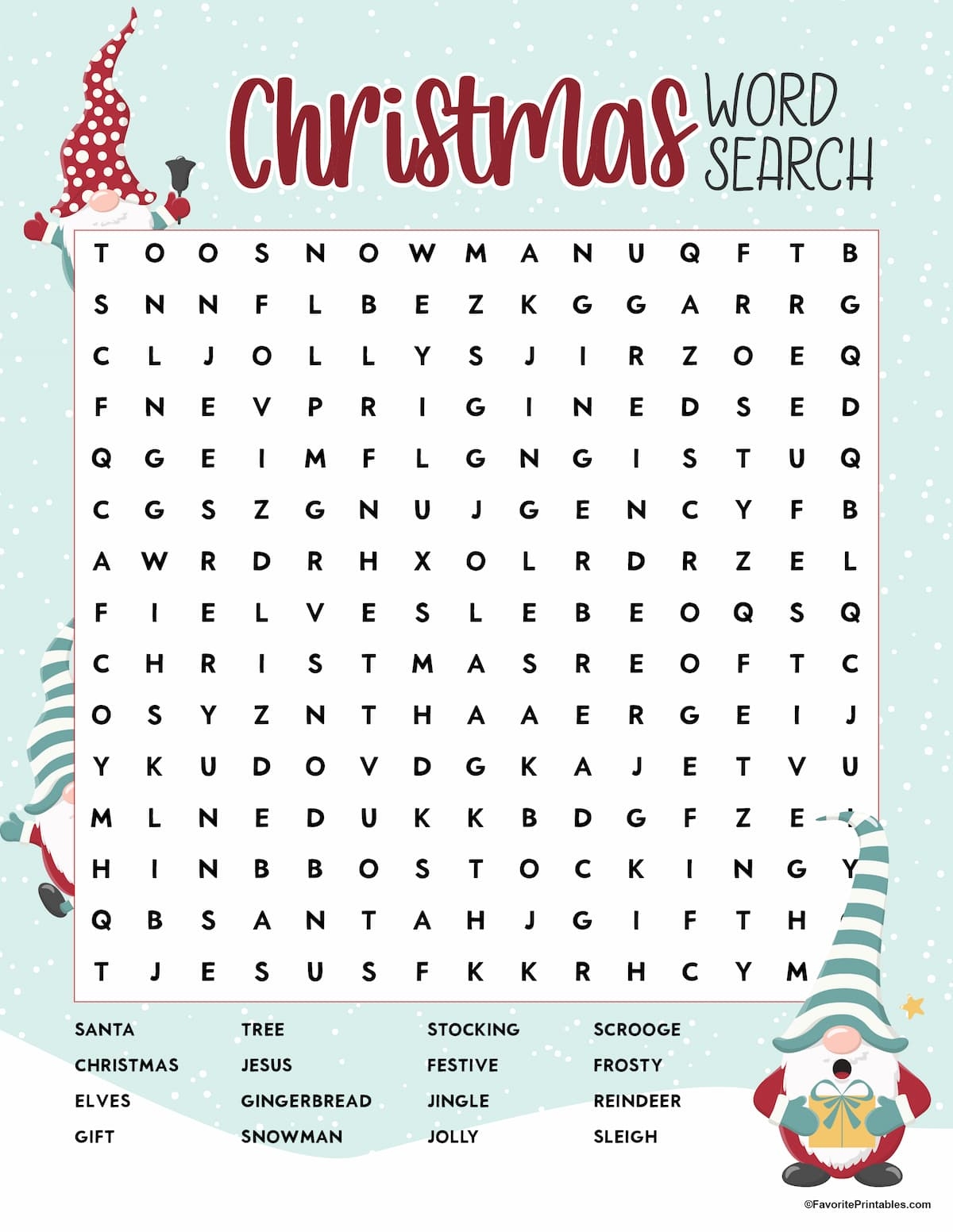 Holiday Word Search Kids Free Printable