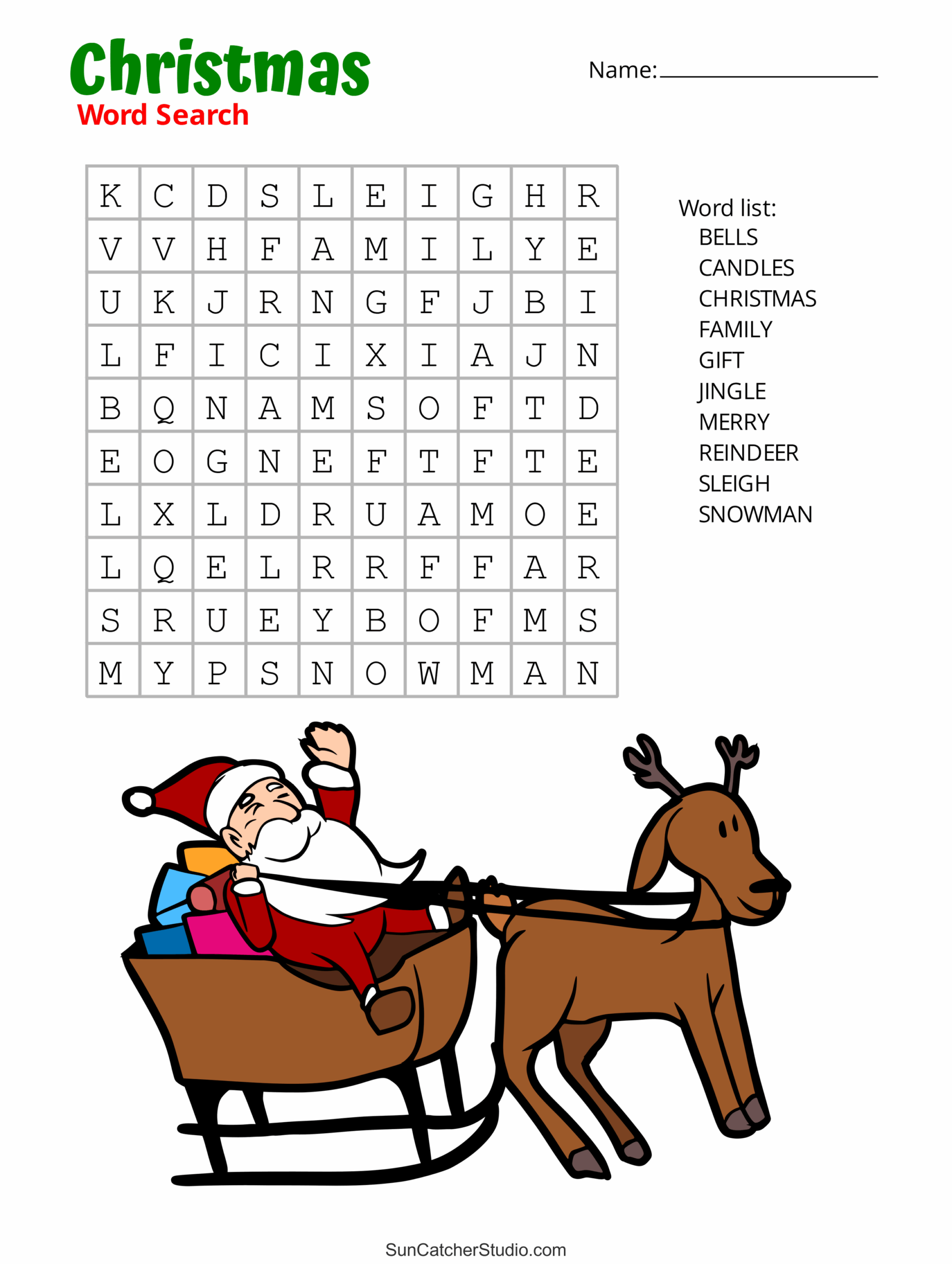 Printable Xmas Word Search Free