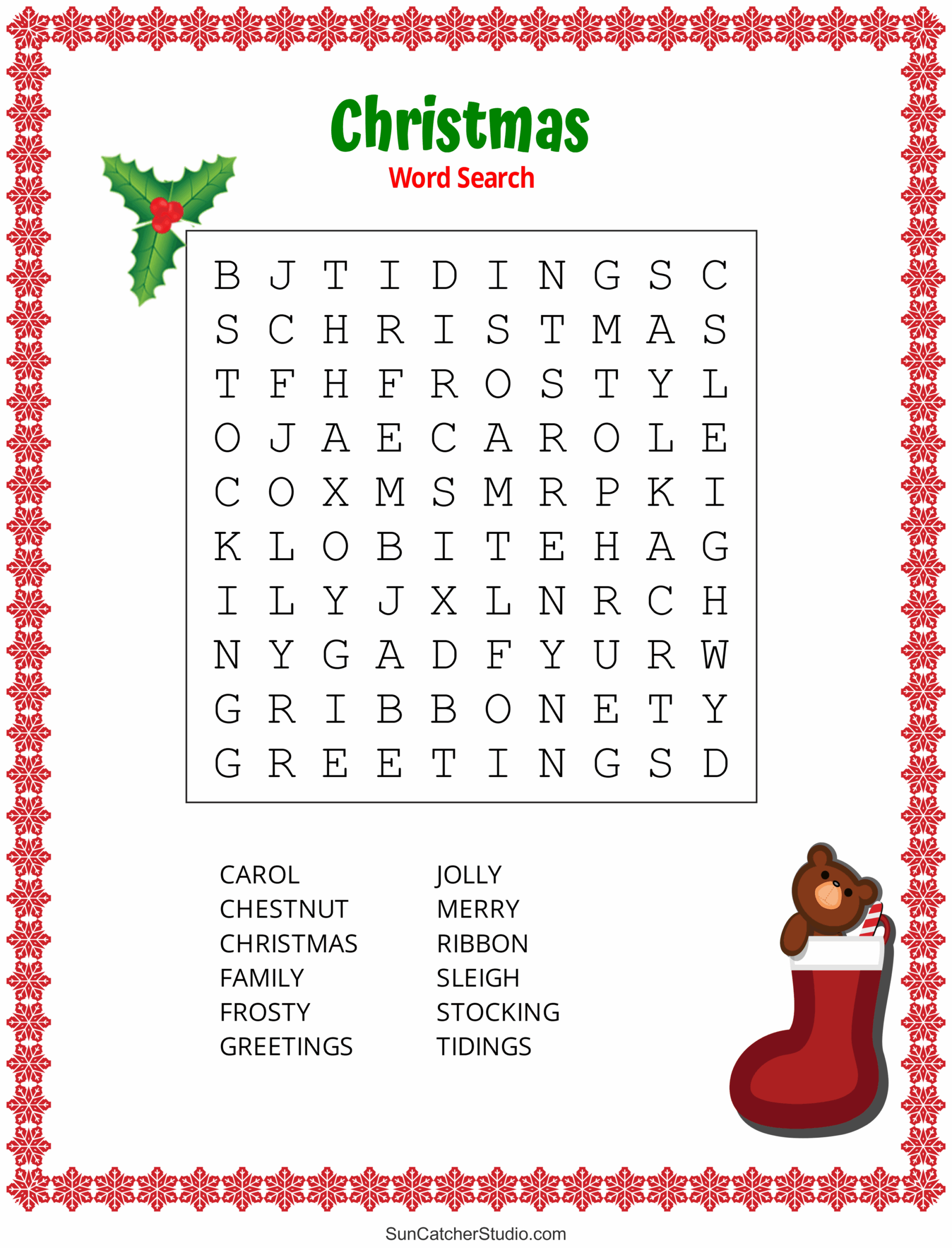 Christmas Word Search Free Printable PDF Puzzles Free Printables Monograms Design Tools Patterns U0026 DIY Projects