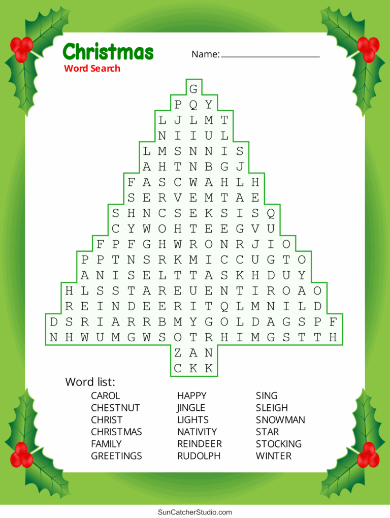 Christmas Word Search Free Printable PDF Puzzles Free Printables Monograms Design Tools Patterns U0026 DIY Projects