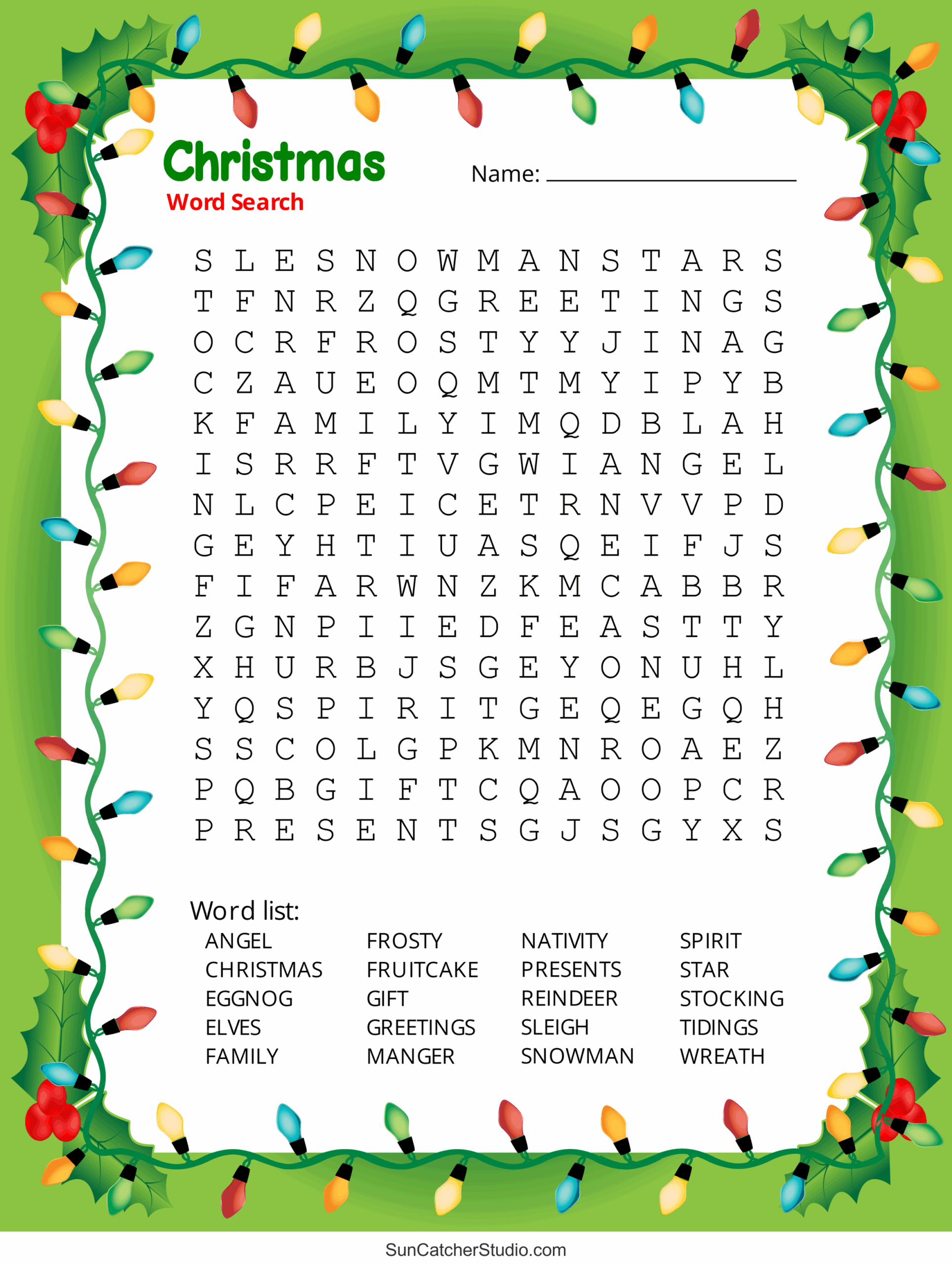 Holiday Word Search Printable Free Pdf