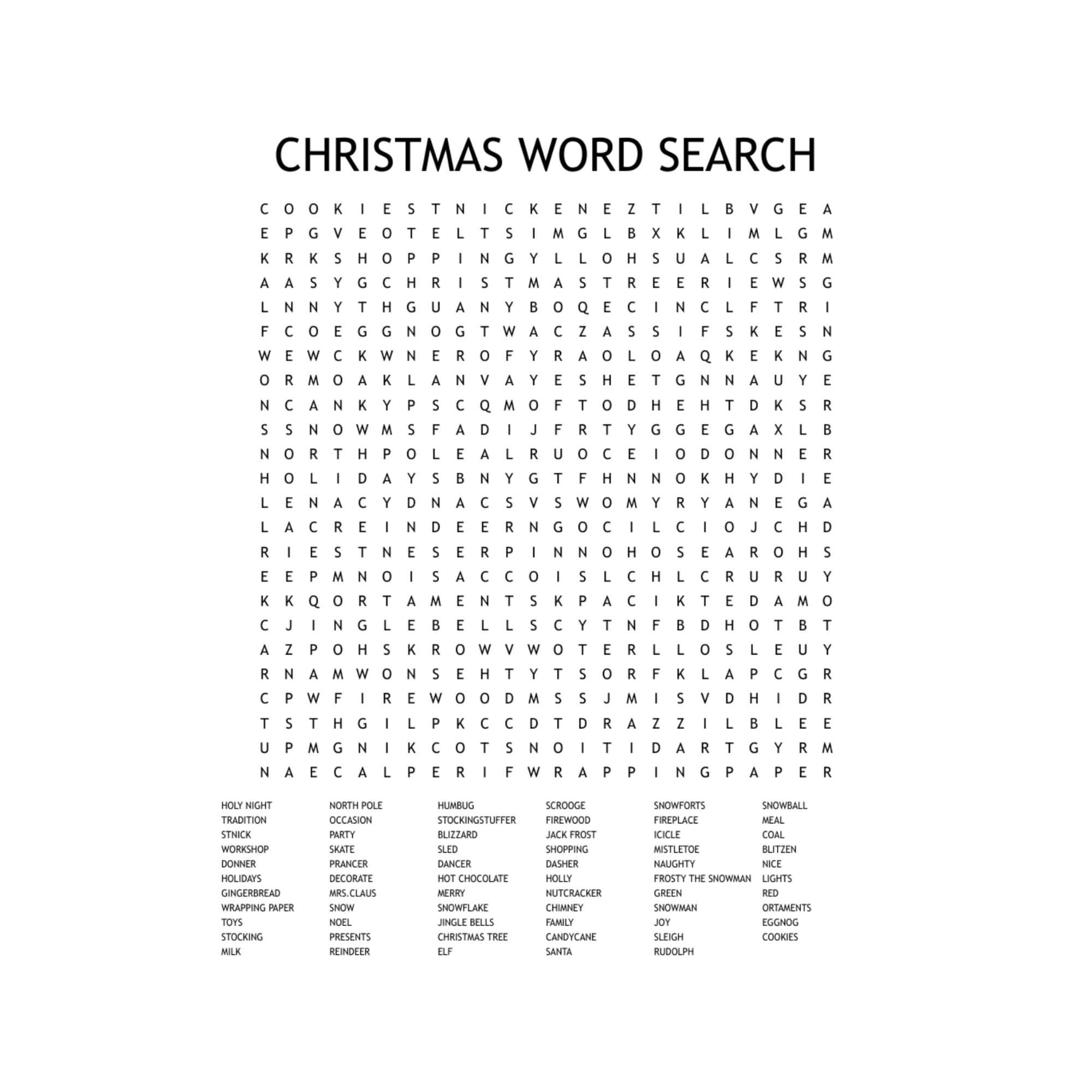 Christmas Word Search Printable Download PDF Instant Digital Download Christmas Party Game Kid s Activity Classroom Activity Etsy Australia