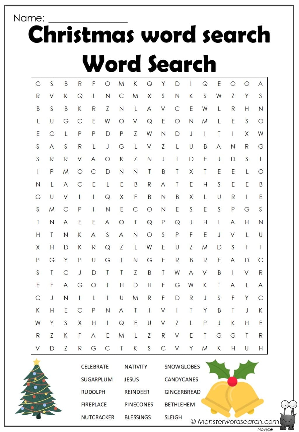 Christmas Word Search Word Search Monster Word Search