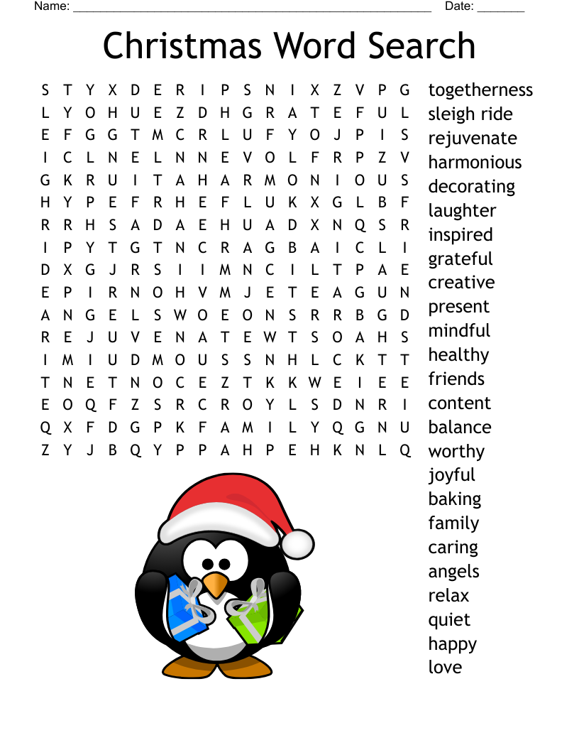 Christmas Word Search Printable