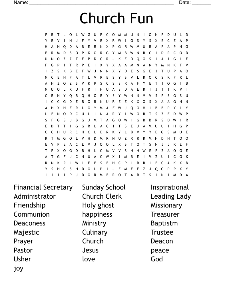 Church Fun Word Search WordMint Church Fun Word Search WordMint