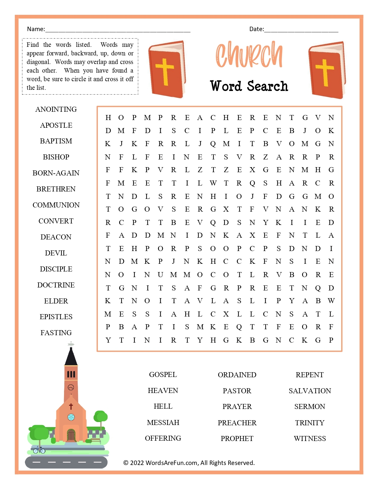 Church Word Search For Kids Church Word Search For Kids