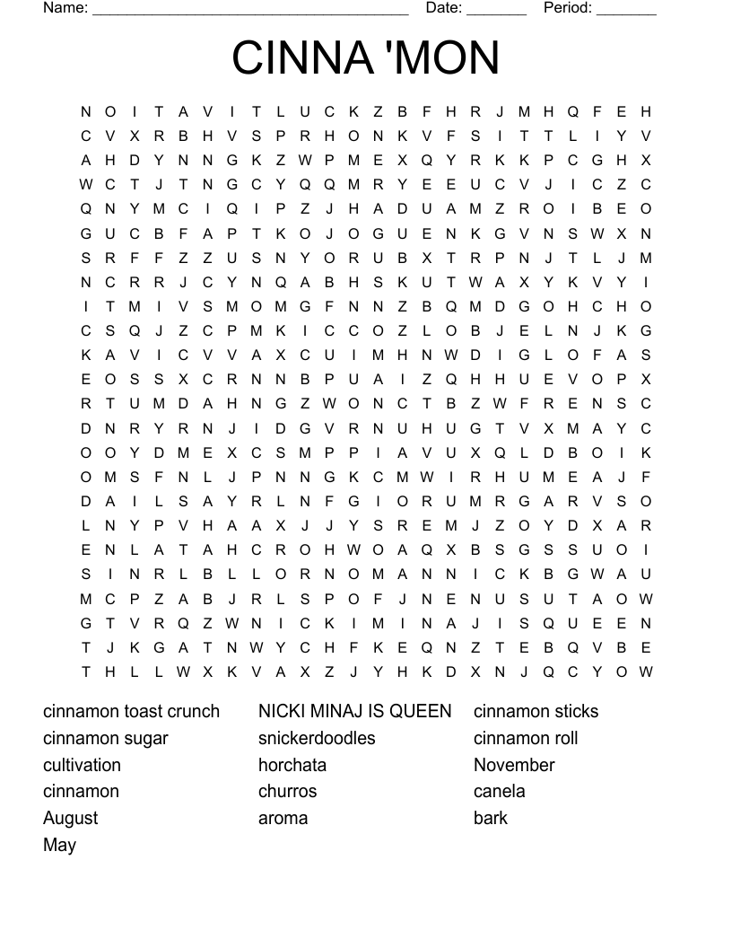 CINNA MON Word Search WordMint