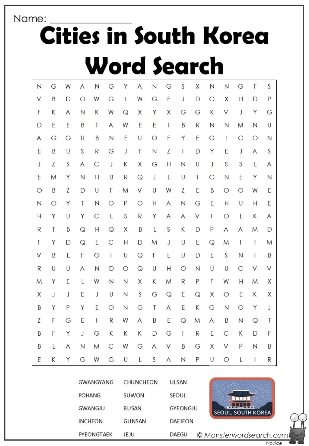 Cities In South Korea Word Search Monster Word Search Cities In South Korea Word Search Monster Word Search