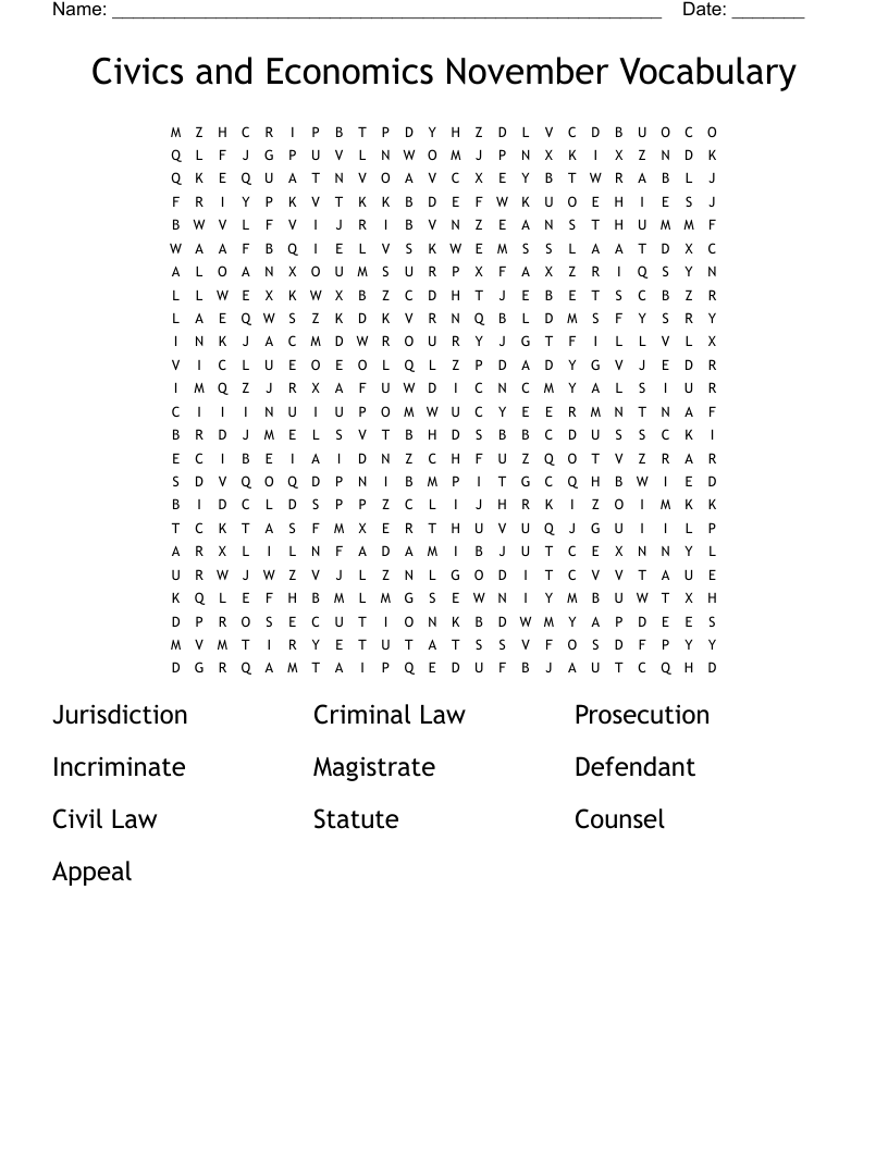 Civics Word Search Printable
