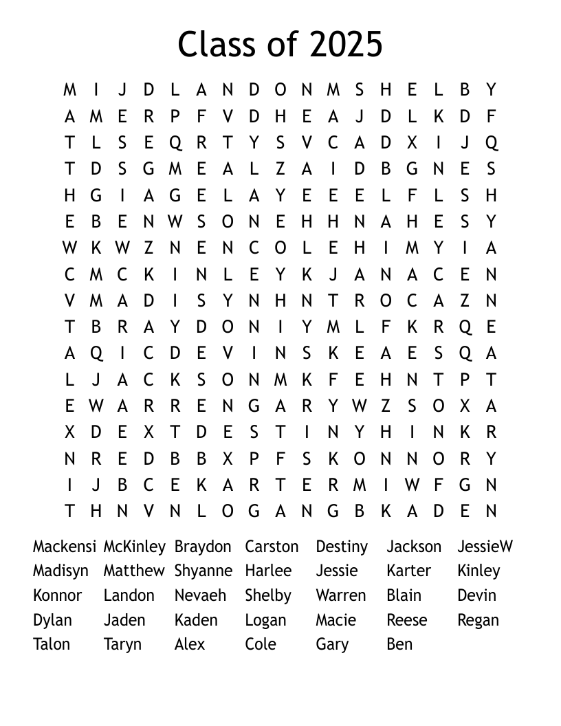 Class Of 2025 Word Search WordMint
