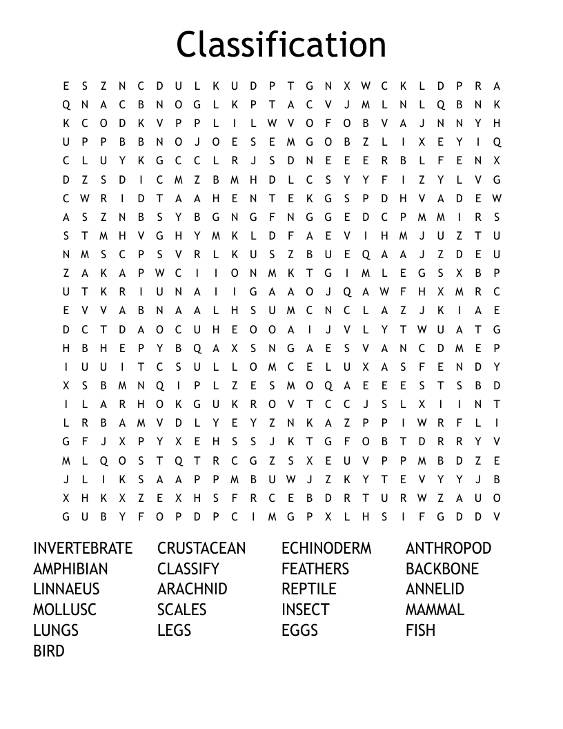 Classification Word Search WordMint