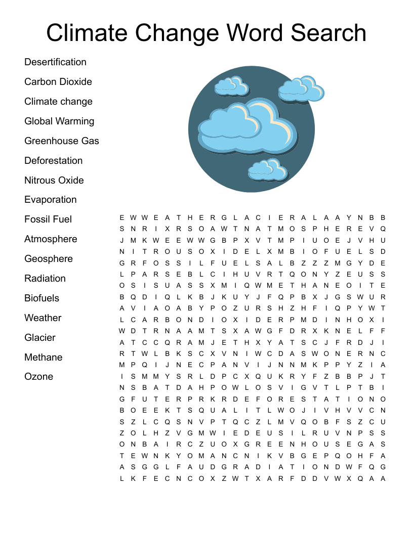 Climate Change Word Search WordMint Climate Change Word Search WordMint