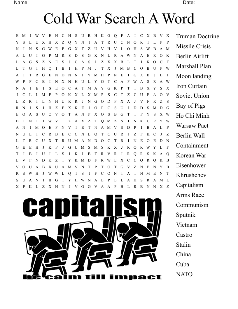 Word Search Cold War Printable Version
