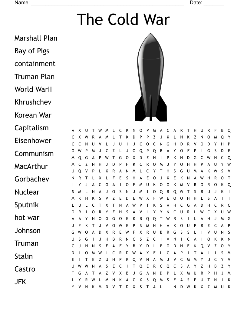 Cold War Word Search WordMint