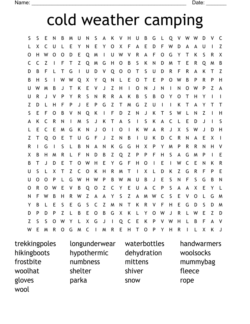 Printable Camping Word Search Printable Camping Word Search