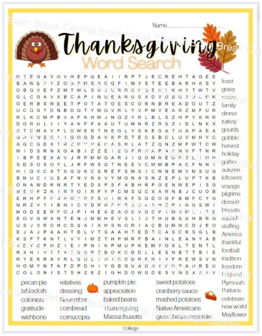 College adult Thanksgiving Word Search With Answer Key Printable Etsy College adult Thanksgiving Word Search With Answer Key Printable Etsy
