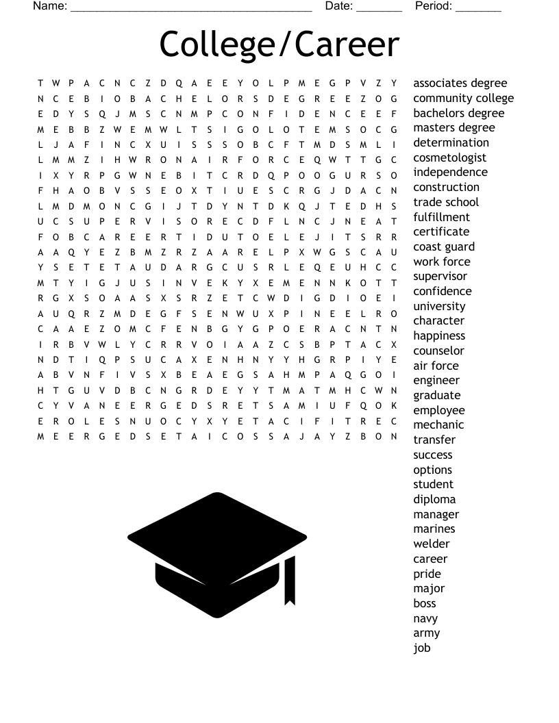College Career Word Search WordMint College Career Word Search WordMint