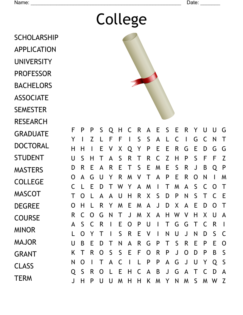 College Word Search WordMint