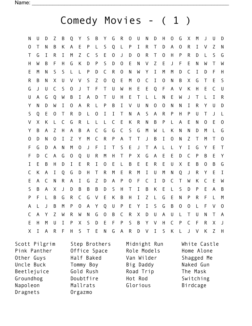 Printable Movie Word Search Printable Movie Word Search