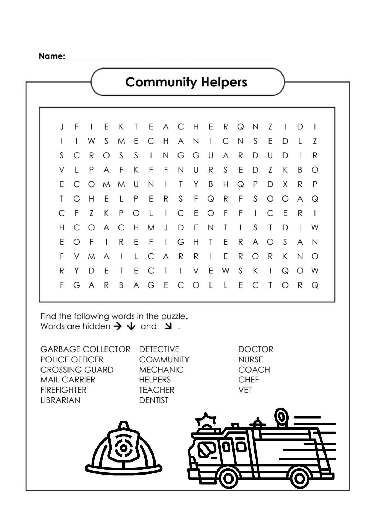 Community Helpers Word Search