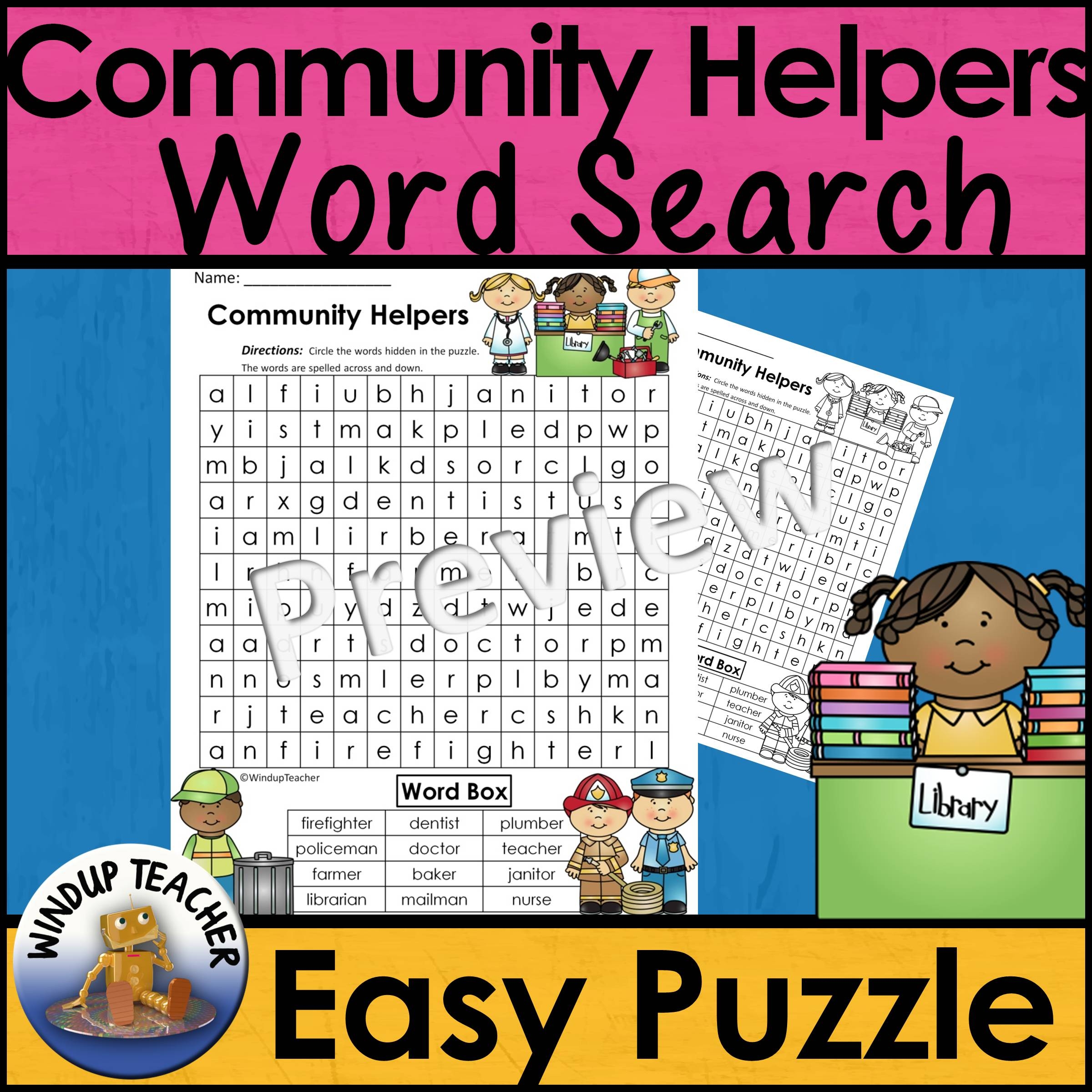 Free Printable Community Helpers Word Search