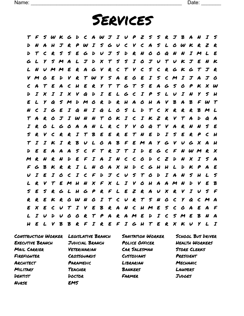 Community Helpers Word Search WordMint