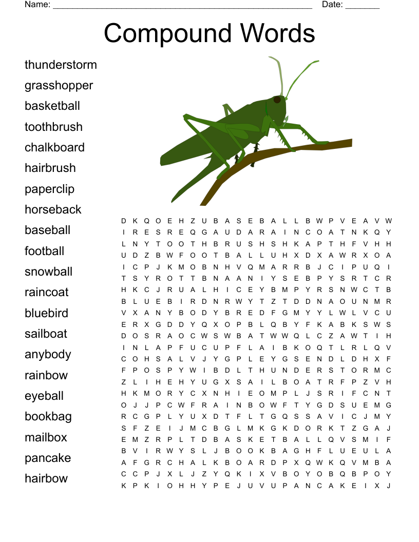 Compound Words Word Search WordMint